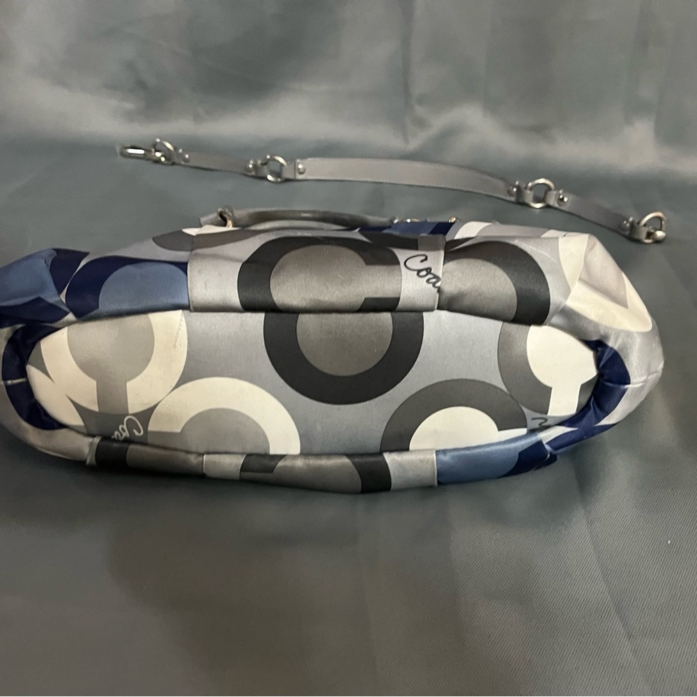 Coach Gray and Navy Circle Print Satchel with Removable Strap - Picture 10 of 10